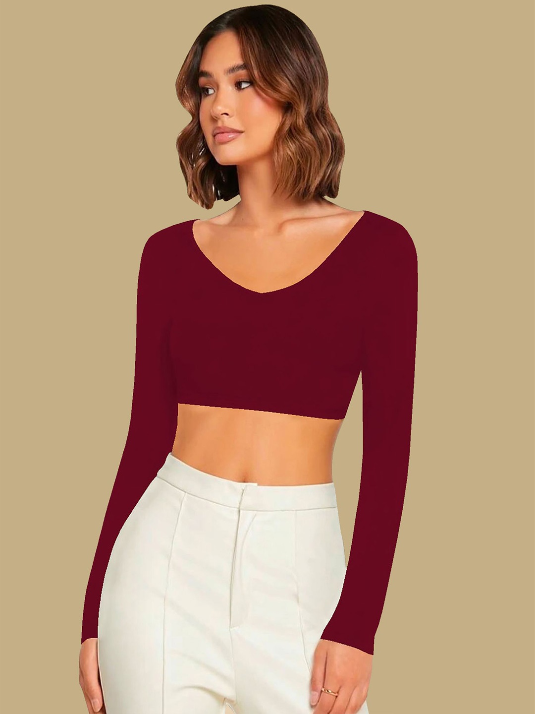 

Dream Beauty Fashion Crop Top, Maroon