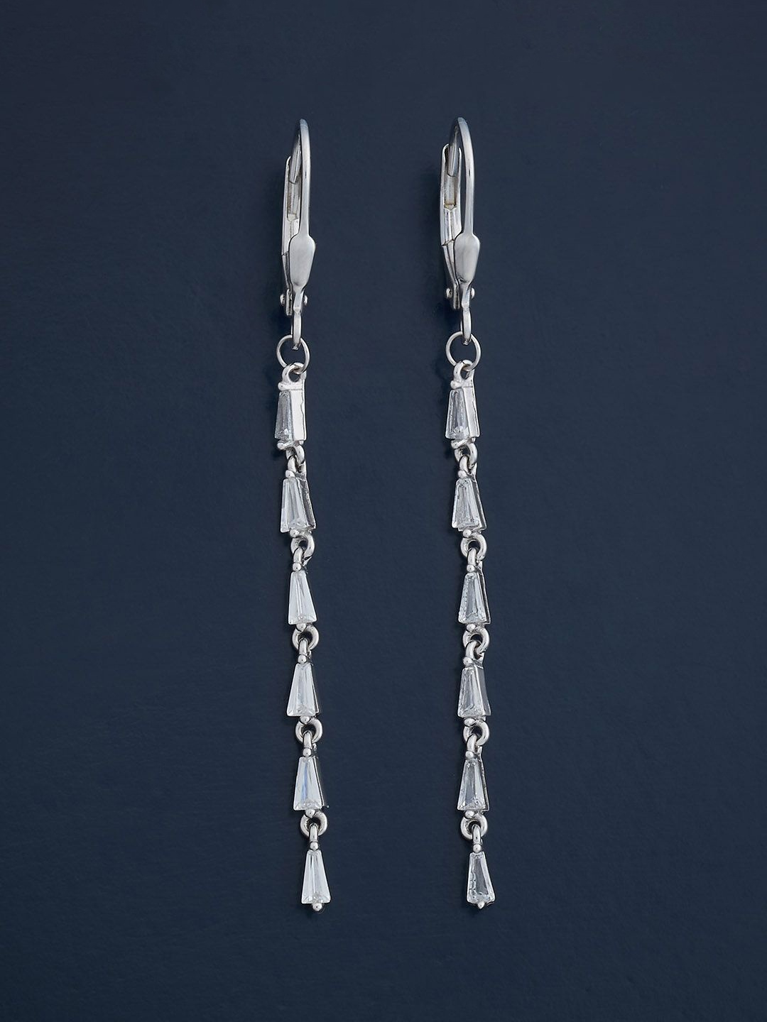 

Kushal's Fashion Jewellery 92.5 Silver Rhodium-Plated Zircon Hoop Earrings