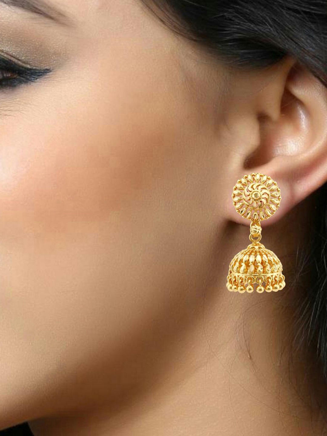 

DIVASTRI Gold-Plated Dome Shaped Jhumkas