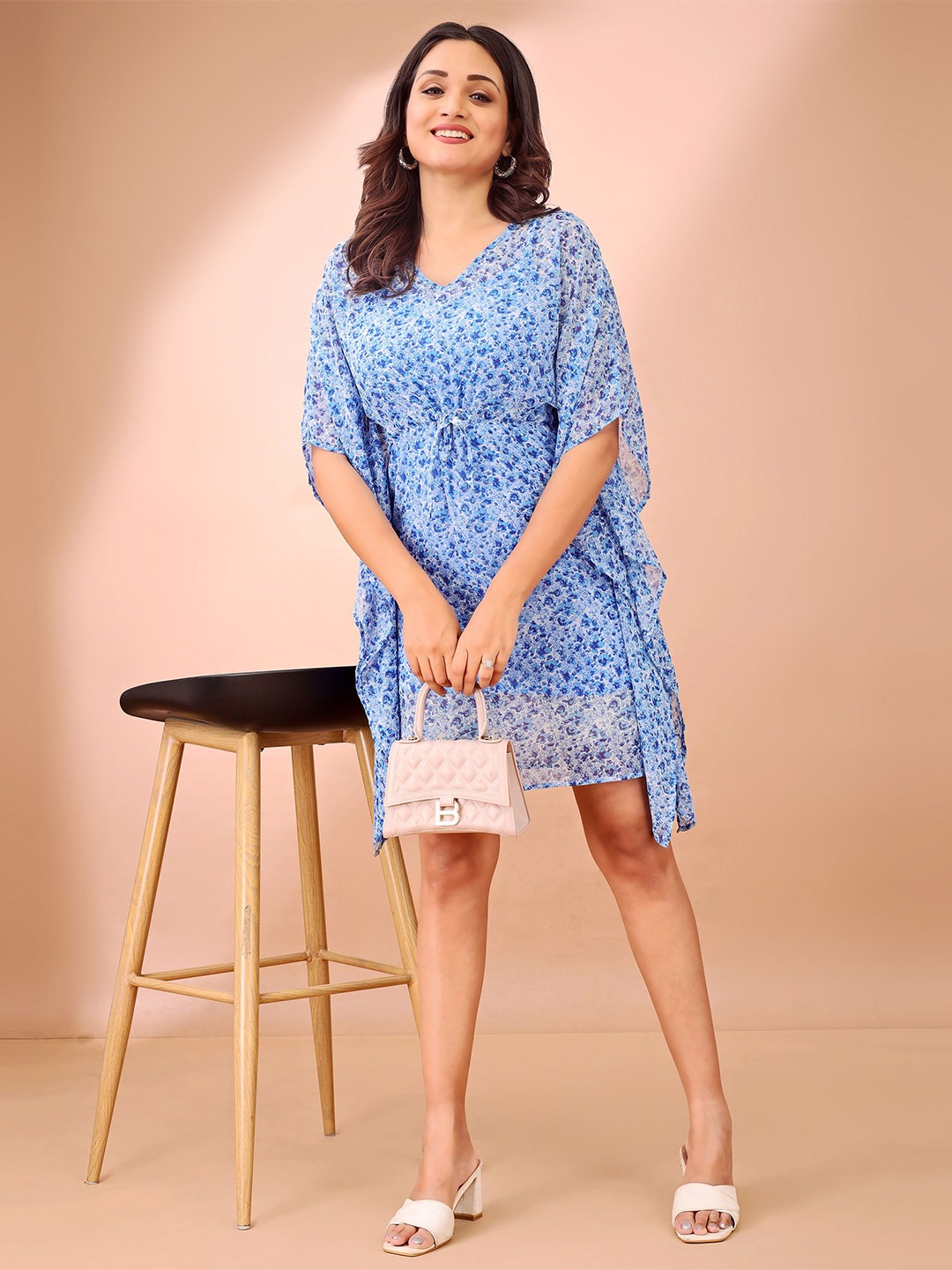

Fashfun Women Floral Print Chiffon Kaftan Dress, Blue