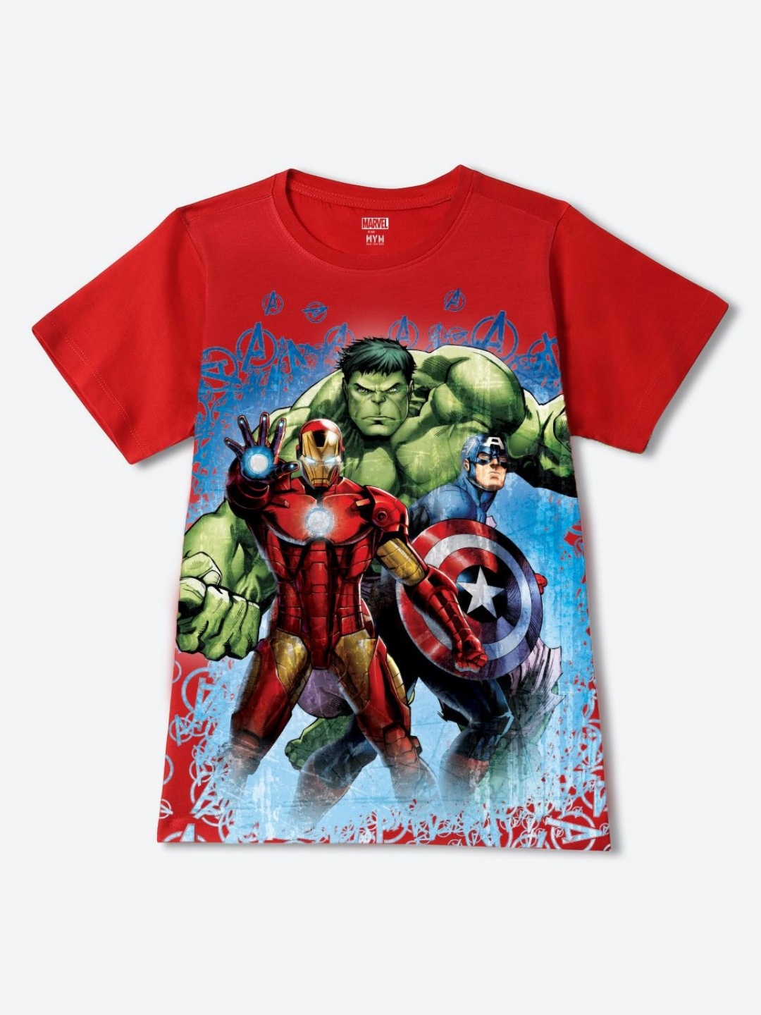 

Wear Your Mind Boys Marvel Graphic Printed Round Neck Regular Fit Cotton T-shirt, Red