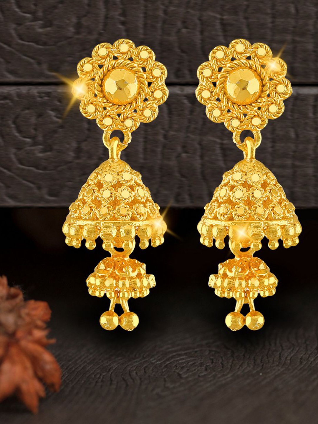 

DIVASTRI Gold Plated Dome Shaped Jhumkas