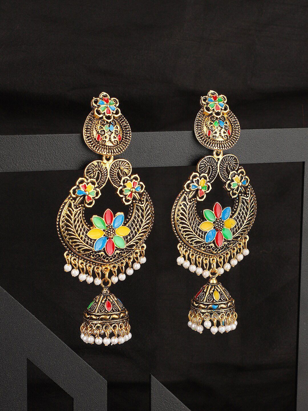 

Anouk Gold-Plated Pearls Beaded Floral Shaped Drop Earrings