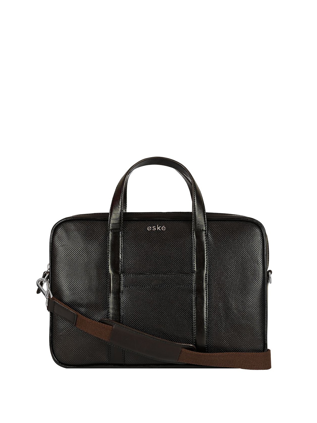 

Eske Men Textured Leather Laptop Bag, Brown