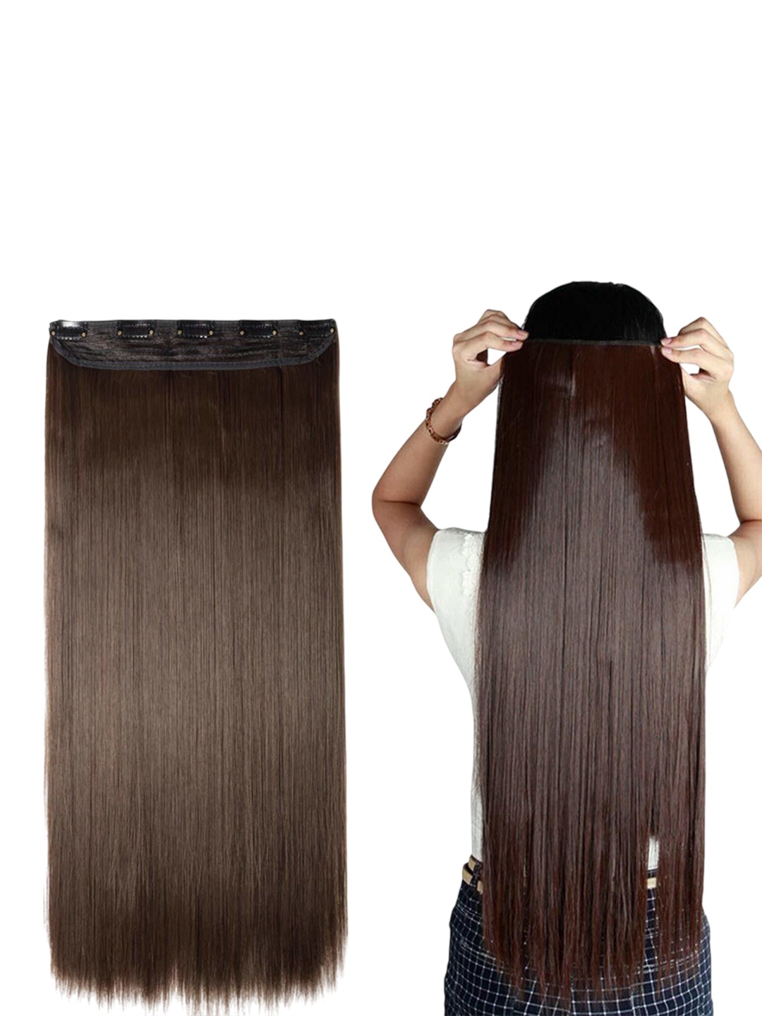 

camola deva Clip-In Straight Hair Extension - Brown - 24 Inch