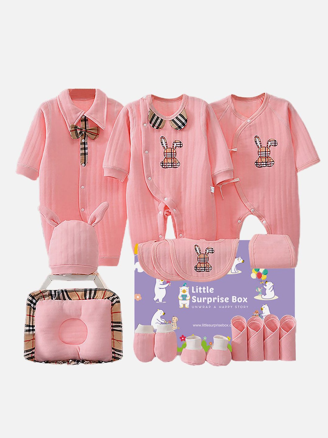 

Little Surprise Box LLP Infants Little Surprise Box 17-Pcs Baby Apparel Gift Set, Pink