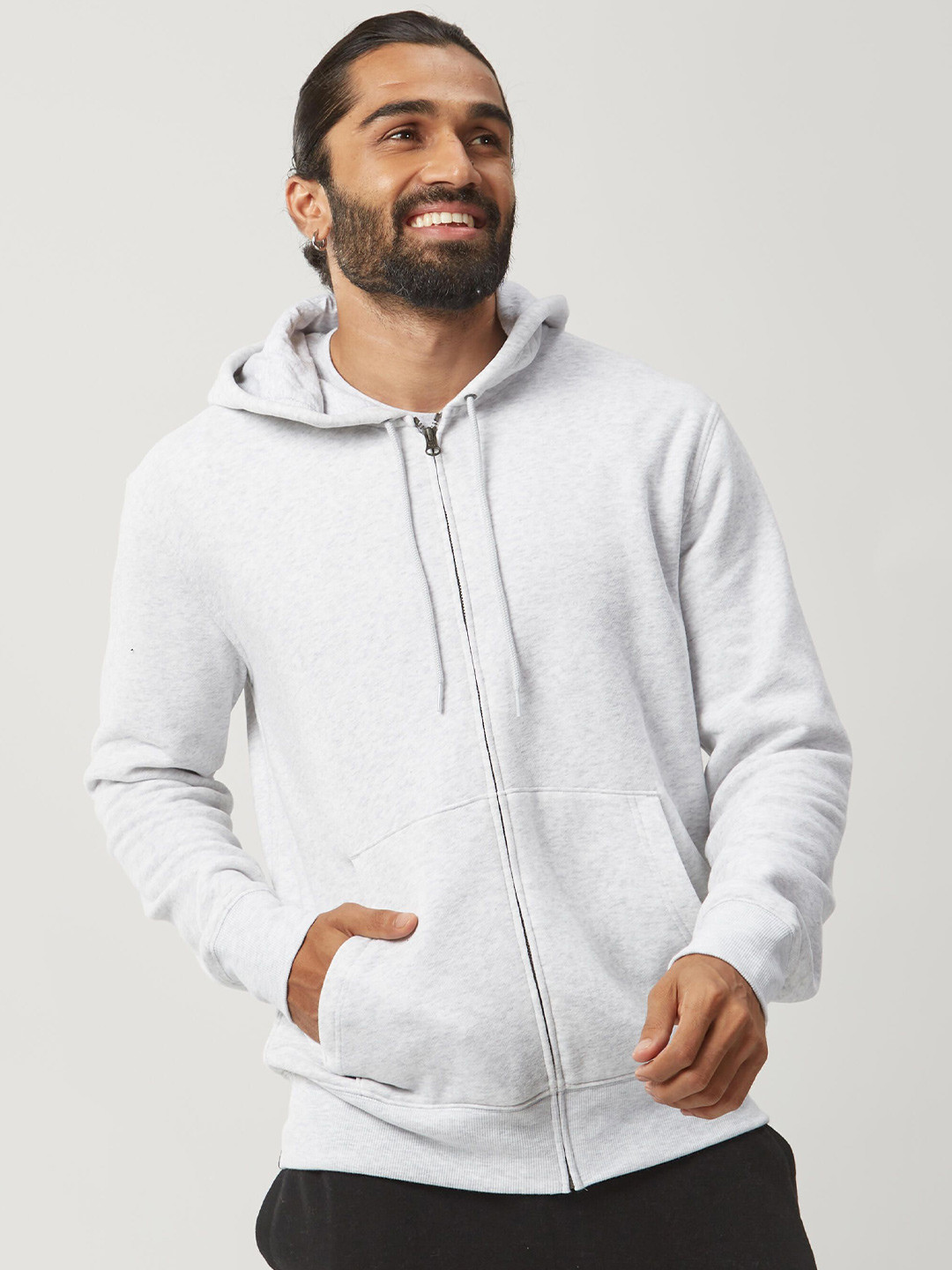 

Domyos By Decathlon Men Front Open Zip Hooded Sweatshirt, Grey
