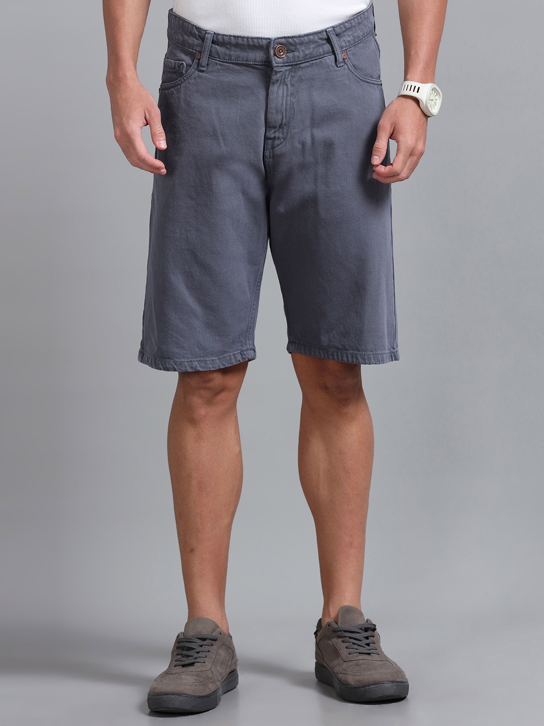 

The Roadster Lifestyle Co Pure Cotton Relaxed Fit Shorts, Grey