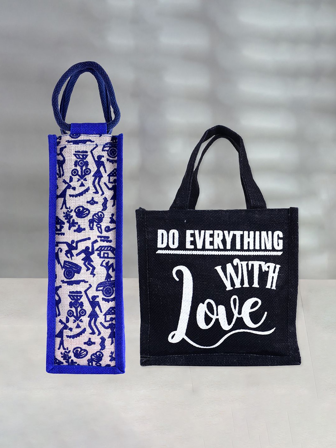 

Kuber Industries Set of 2 Other Prints Lunch bags Travel Accessory, Blue