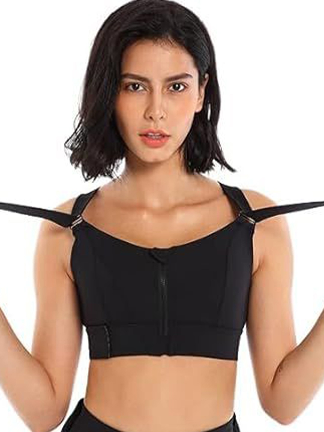 

BRACHY Bra Front Zip Full Coverage Lightly Padded, Black