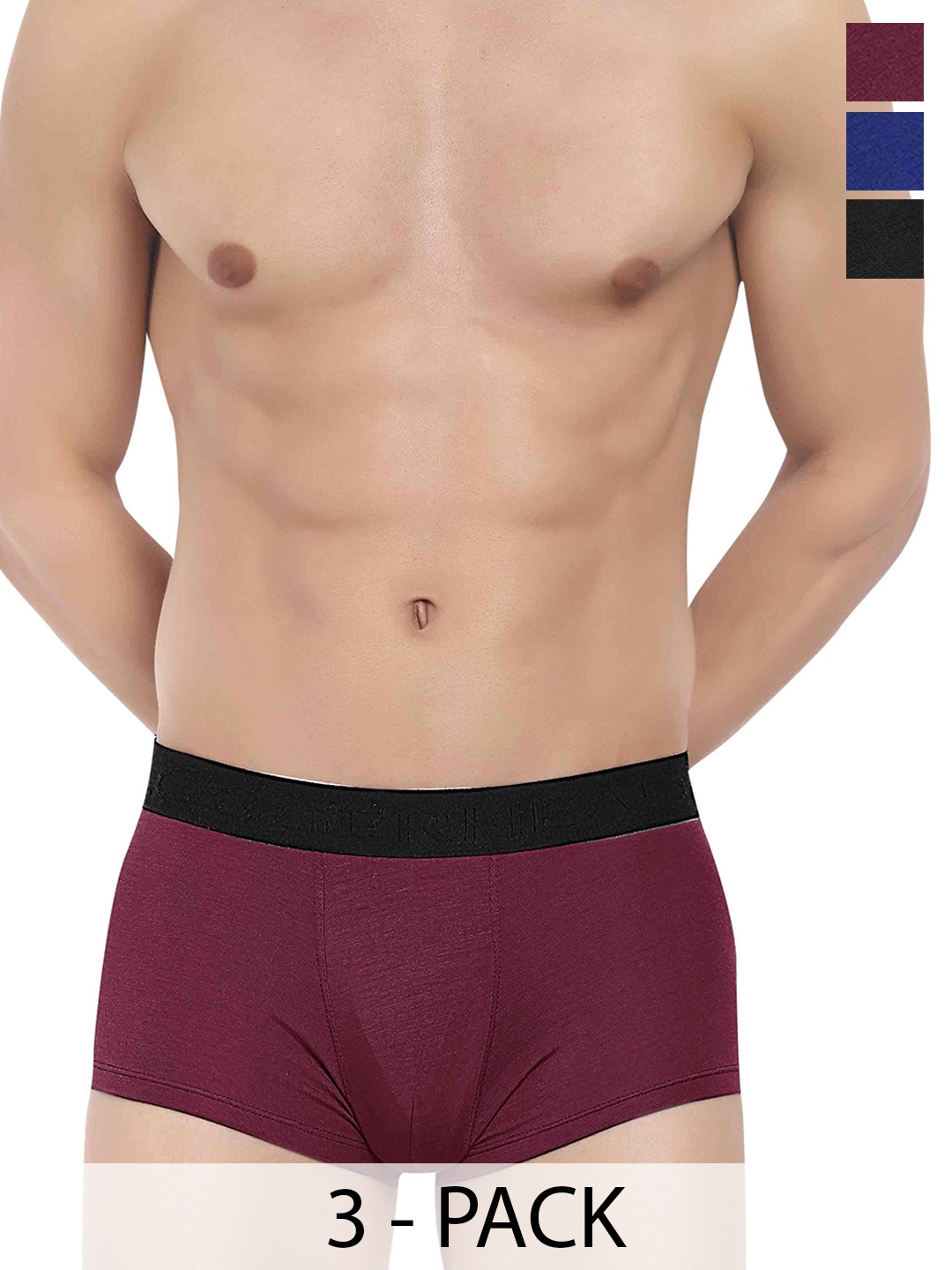 

LOGGERHEAD Pack Of 3 Cotton Short Trunks LHMT002-Black-Blue-Maroon