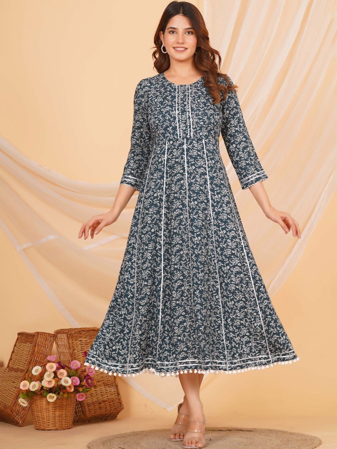 

JAGNA Elegant Rayon Gown for Women Flowy & Comfortable, Green