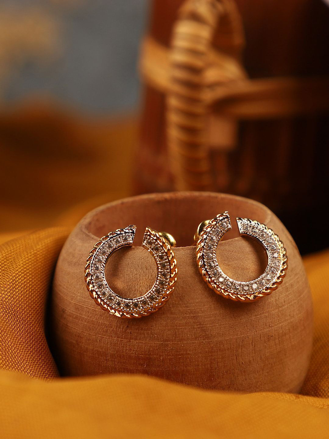 

Anouk Gold Plated Cubic Zirconia Studded Circular Studs