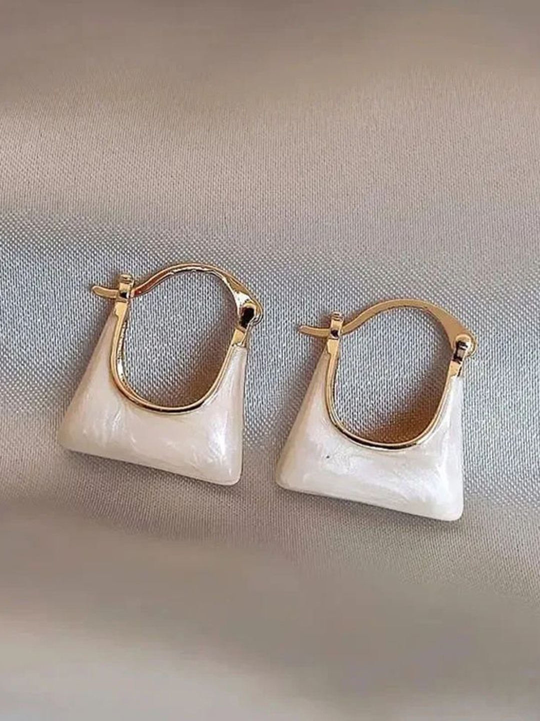 

Celestique Contemporary Shaped Hoop Earrings, White