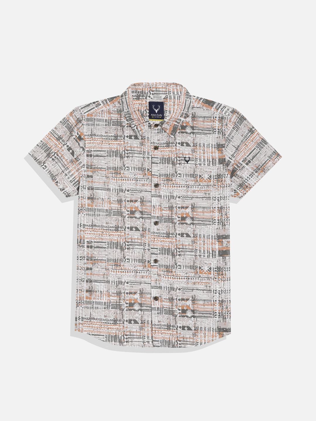 

Allen Solly Junior Boys Spread Collar Abstract Printed Cotton Casual Shirt, White