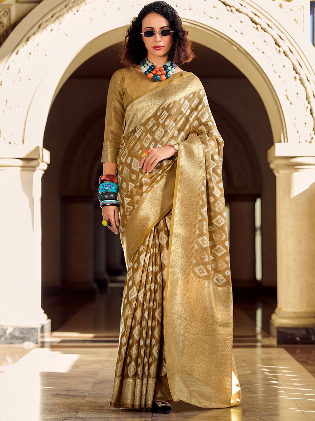 

Satrani Woven Design Zari Tissue Banarasi Saree, Gold