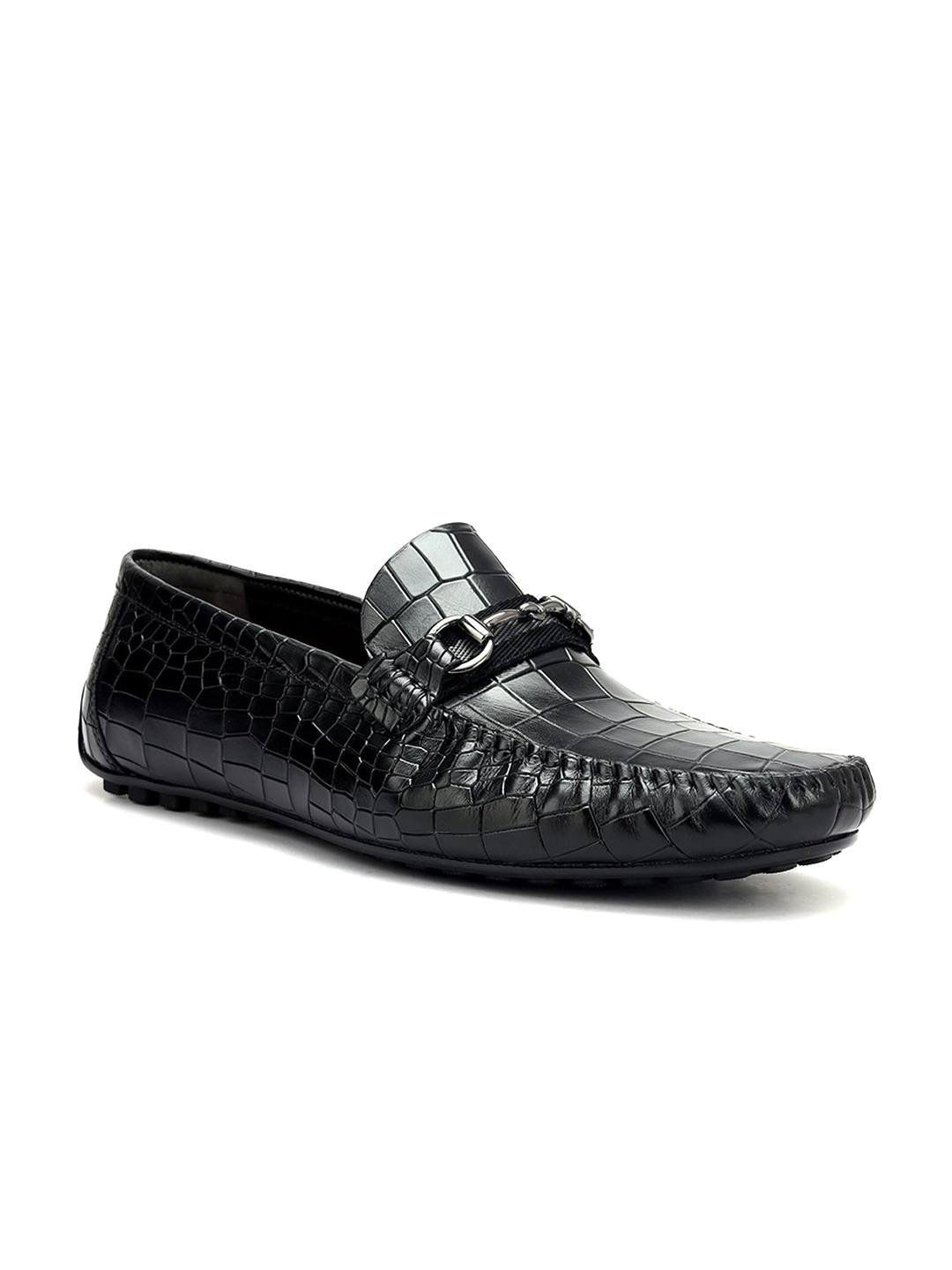 

ROSSO BRUNELLO Men Leather Formal Loafers, Black