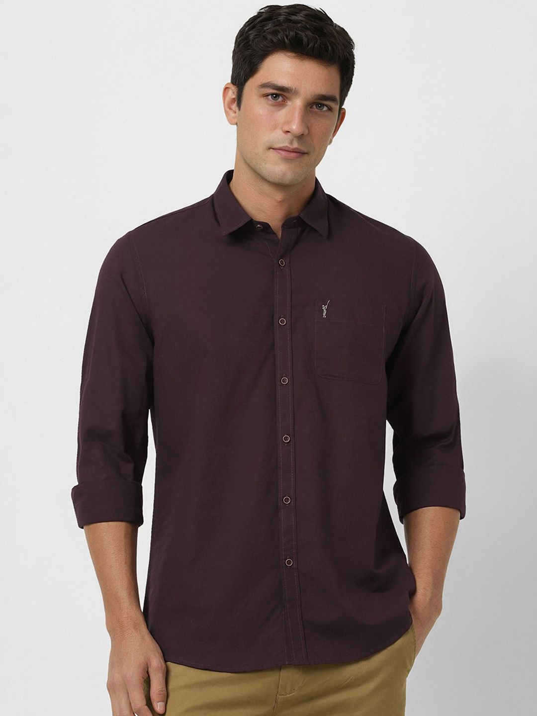 

Peter England Casuals Men Spread Collar Solid Cotton Casual Shirt, Purple