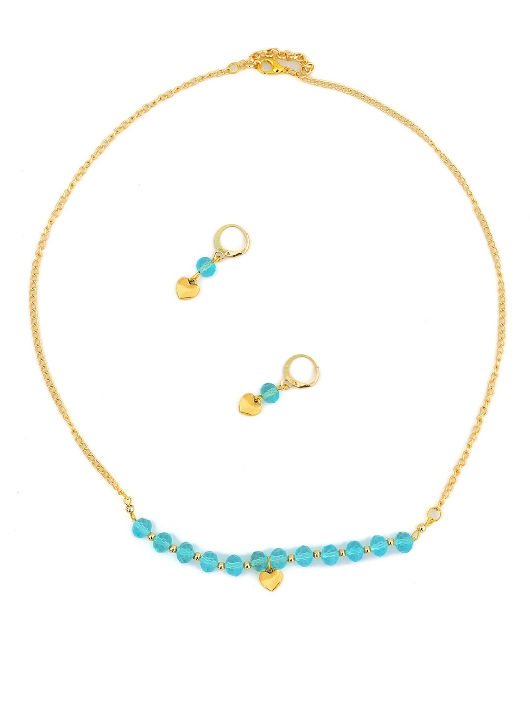 

Daizy Gold-Plated Beads And Heart Necklace Earings Set, Blue