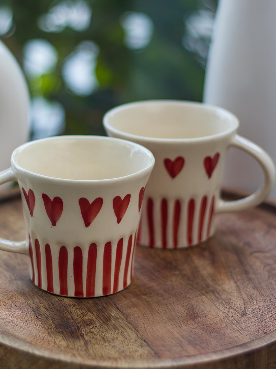 

Rare Planet White & Red 2 Pieces Heart Printed Ceramic Glossy Mugs