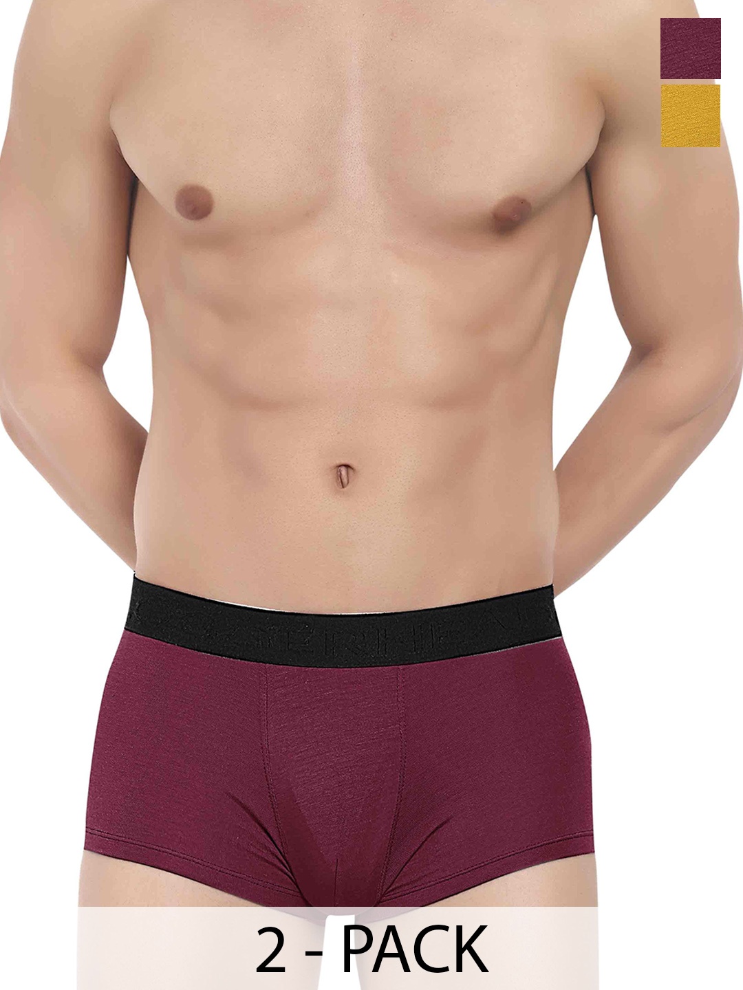 

LOGGERHEAD Men Pack Of 2 Cotton Outer Elastic Short Trunks LHMT002-Maroon-Yellow