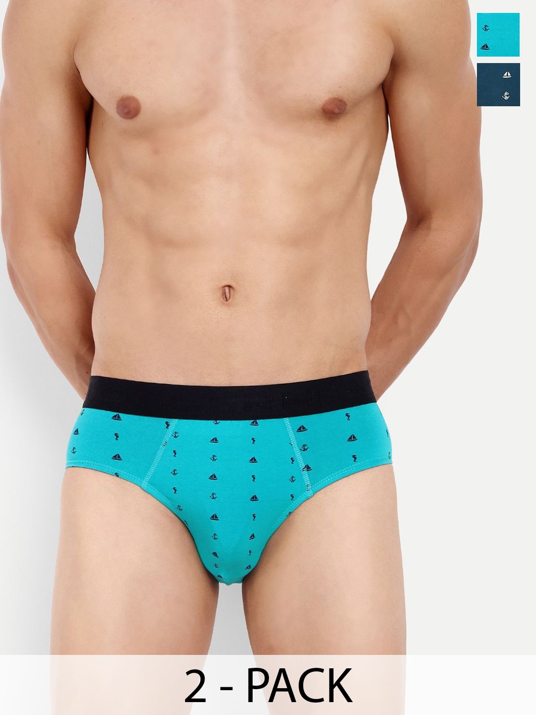 

LOGGERHEAD Pack of 2 Printed Cotton Hipster Briefs LHPB008-AQUA-ROYALBLUE, Blue