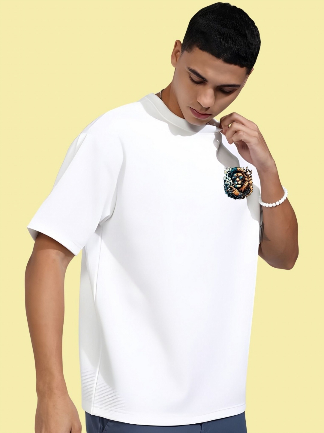 

THE BEETEL HOUSE Men Drop-Shoulder Sleeves T-shirt, White