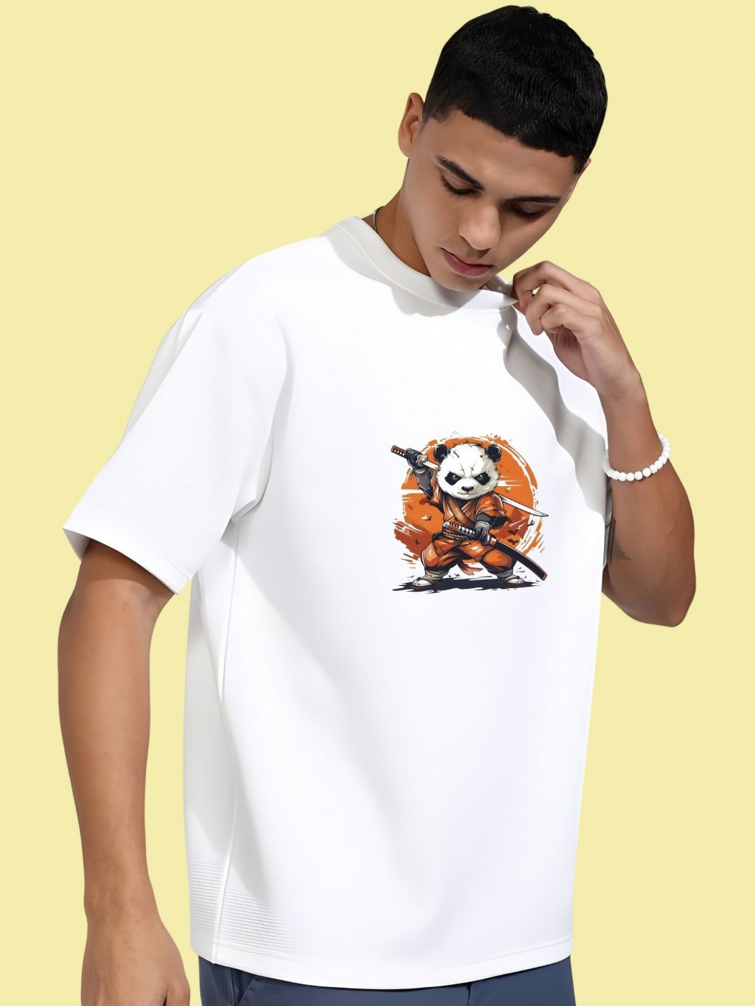 

THE BEETEL HOUSE Men Drop-Shoulder Sleeves T-shirt, White