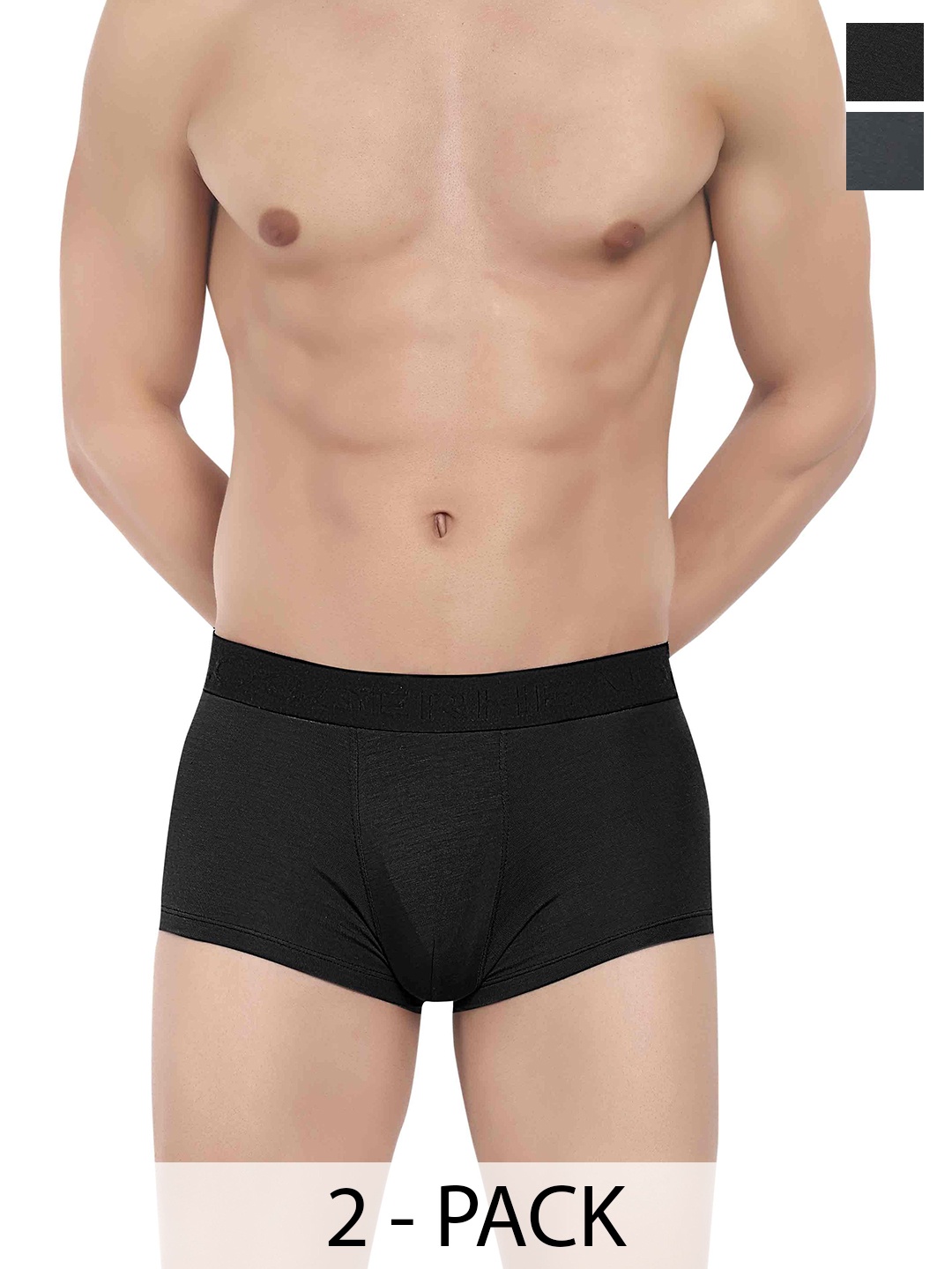 

LOGGERHEAD Pack Of 2 Cotton Short Trunks LHMT002-Black-Grey