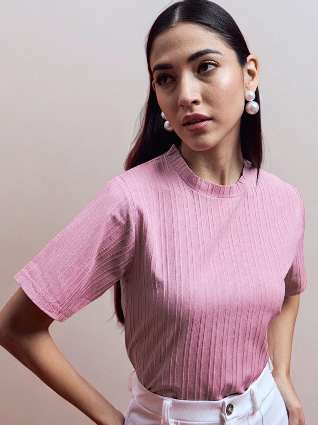 

ANJIR Women Round Neck Top, Pink