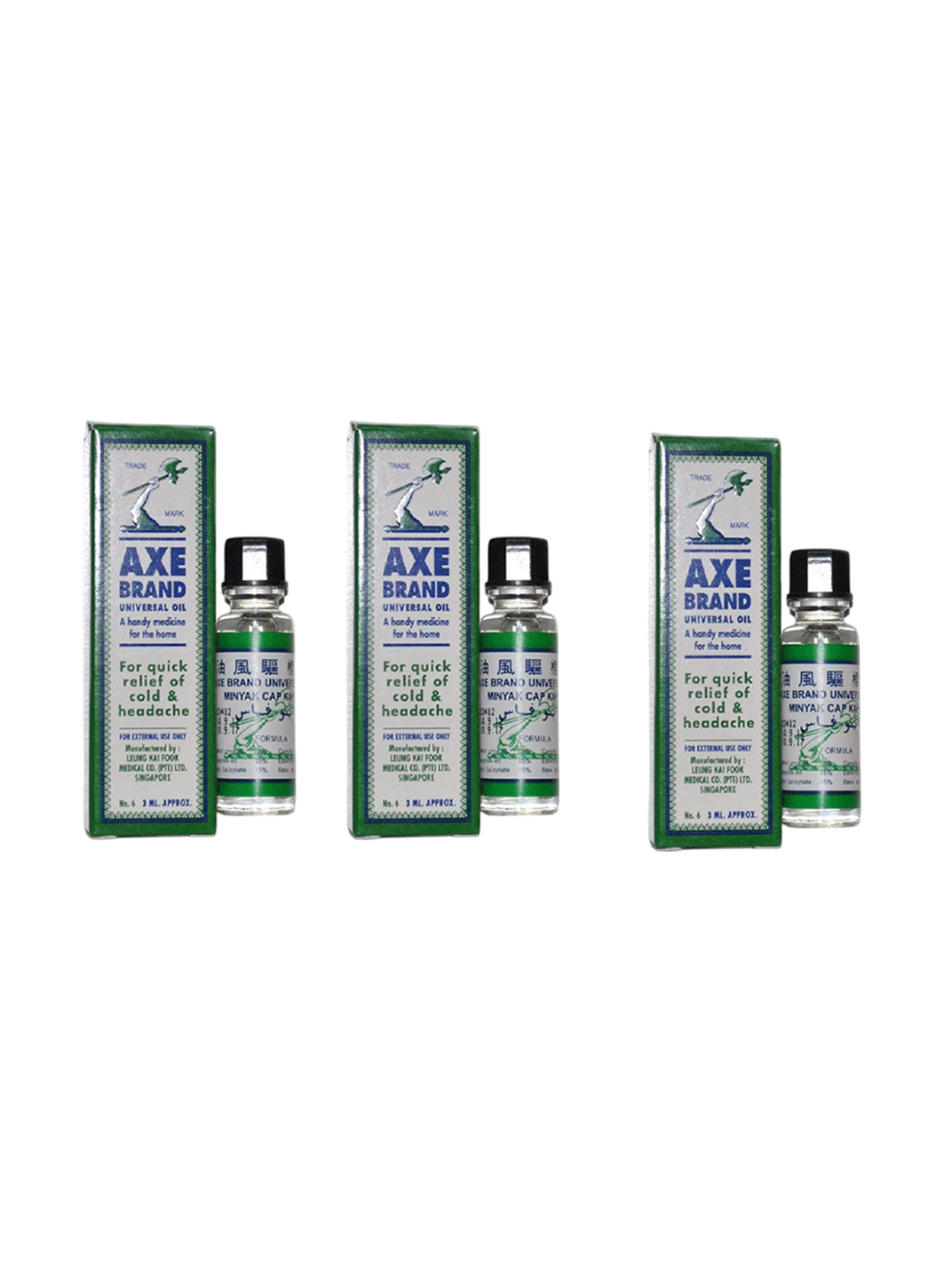 

AXE BRAND Set Of 3 Universal Oil For Quick Relief - 3 ml Each, Green
