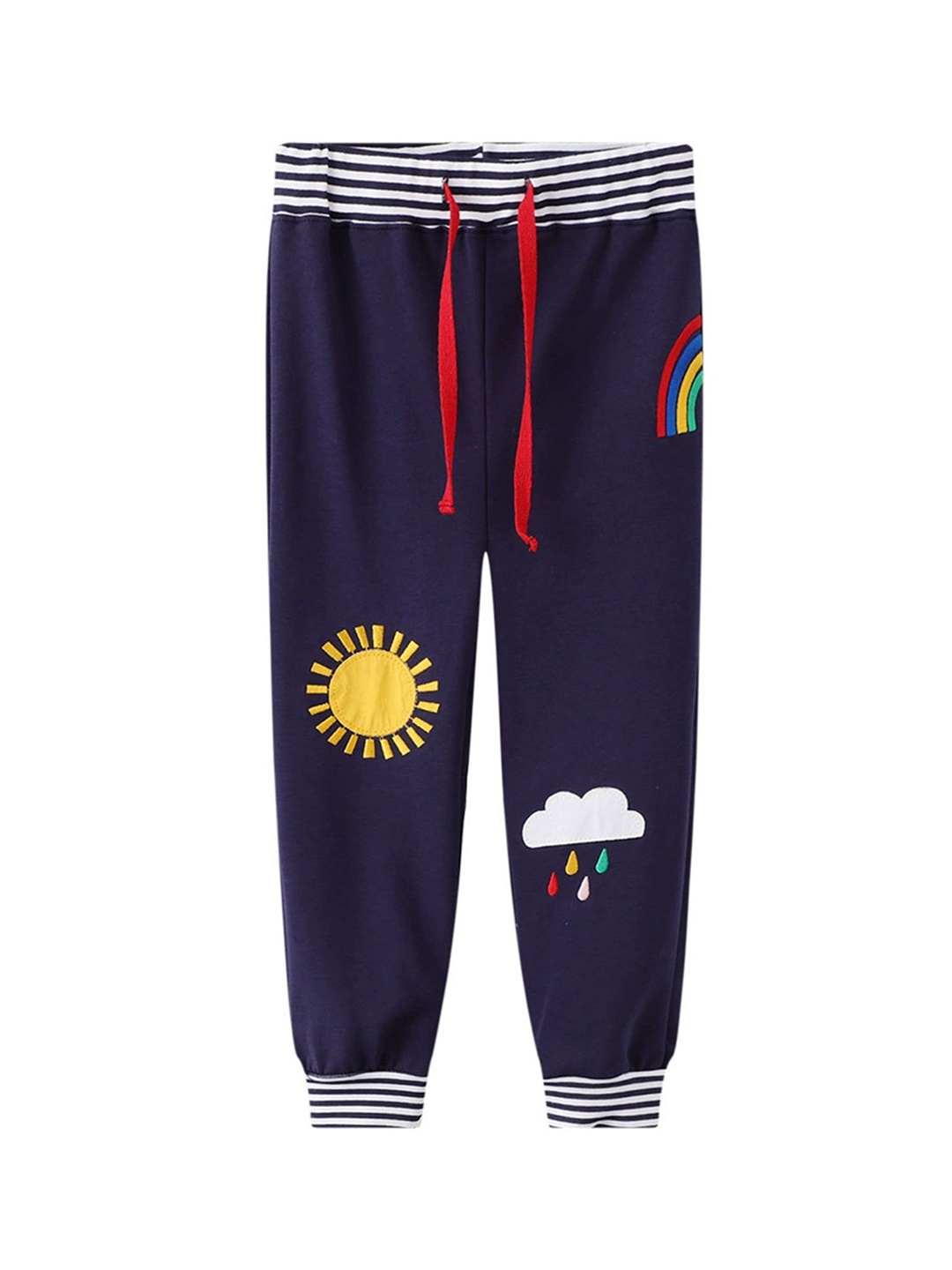 

LULU & SKY Boys Printed Loose Fit High-Rise Joggers Trousers, Navy blue