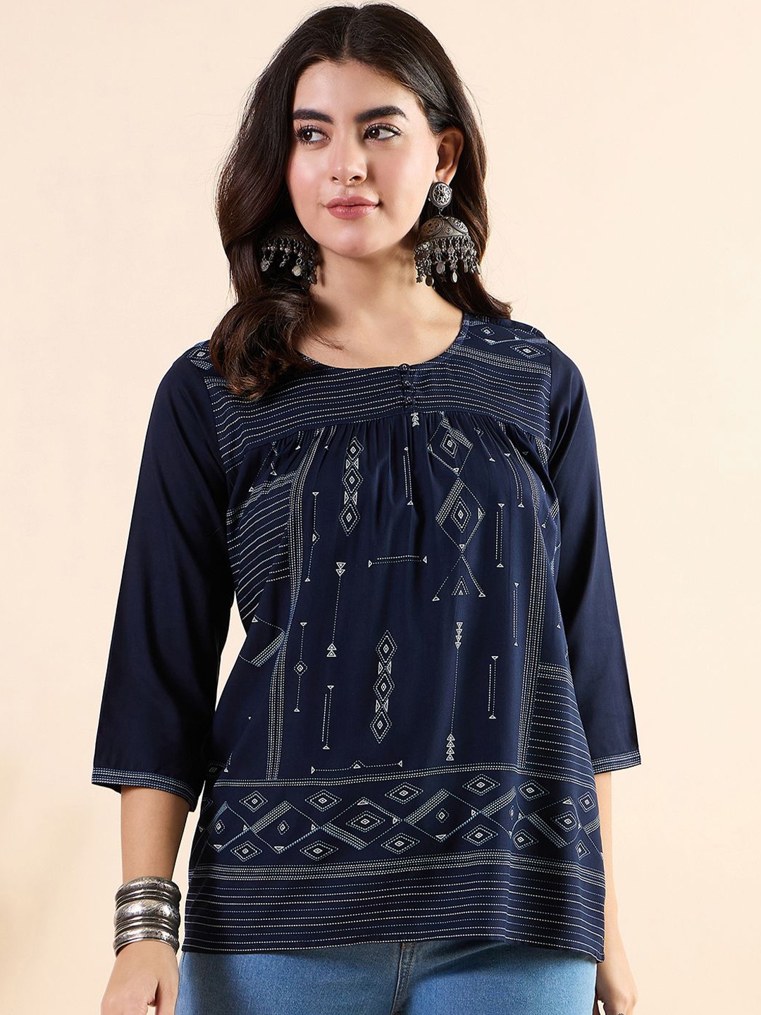 

Anouk Print Top, Blue