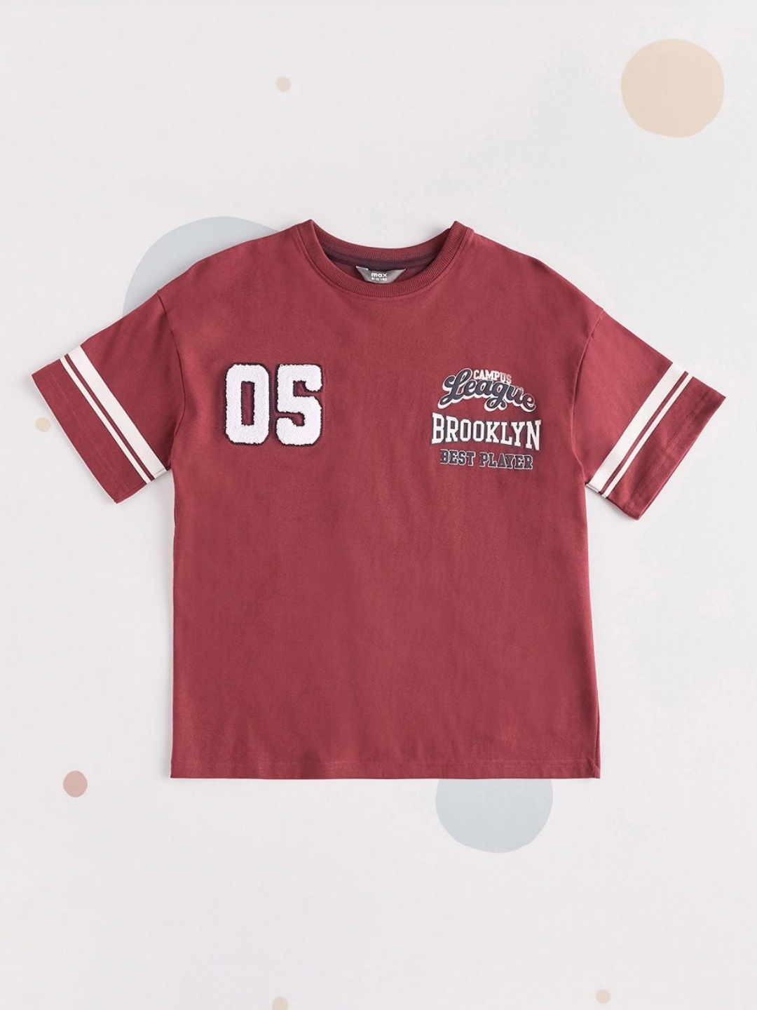 

max Boys Typography Printed Round Neck Cotton T-shirt, Red