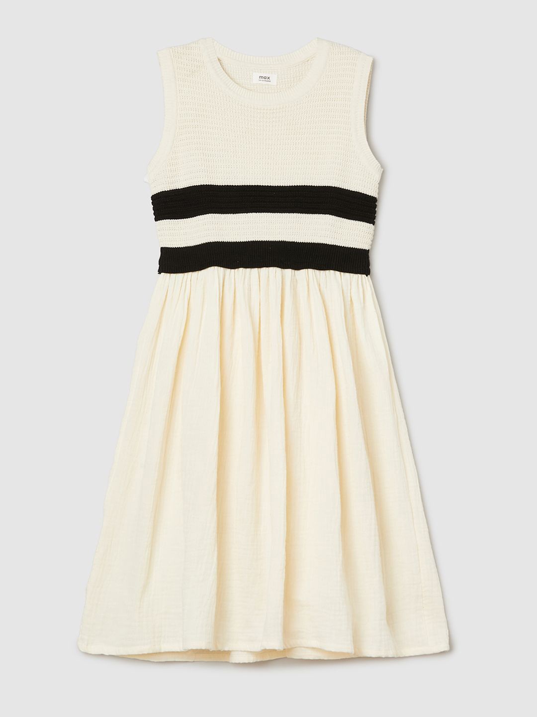 

max Girls Cotton Fit & Flare Dress, Cream
