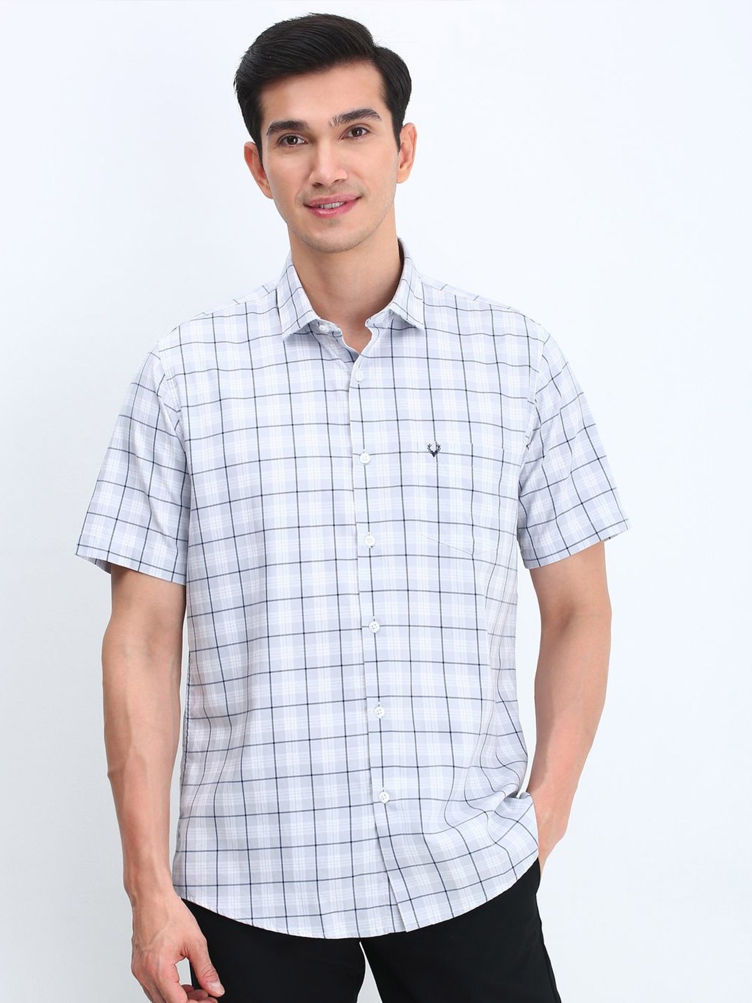 

Allen Solly Men Slim Fit Opaque Checked Casual Shirt, White