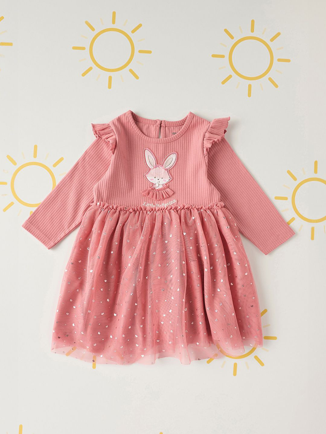 

max Girls Printed Applique Fit & Flare Dress, Peach