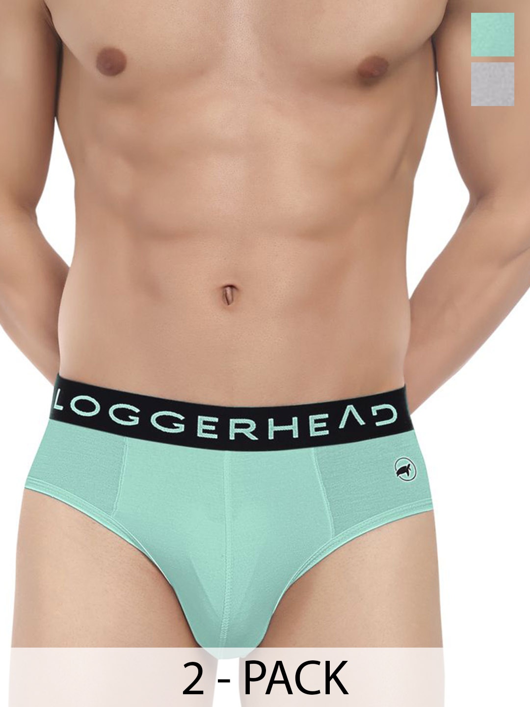 

LOGGERHEAD Pack Of 2 Cotton Hipster Briefs LHMB013-Harbar-Water, Grey