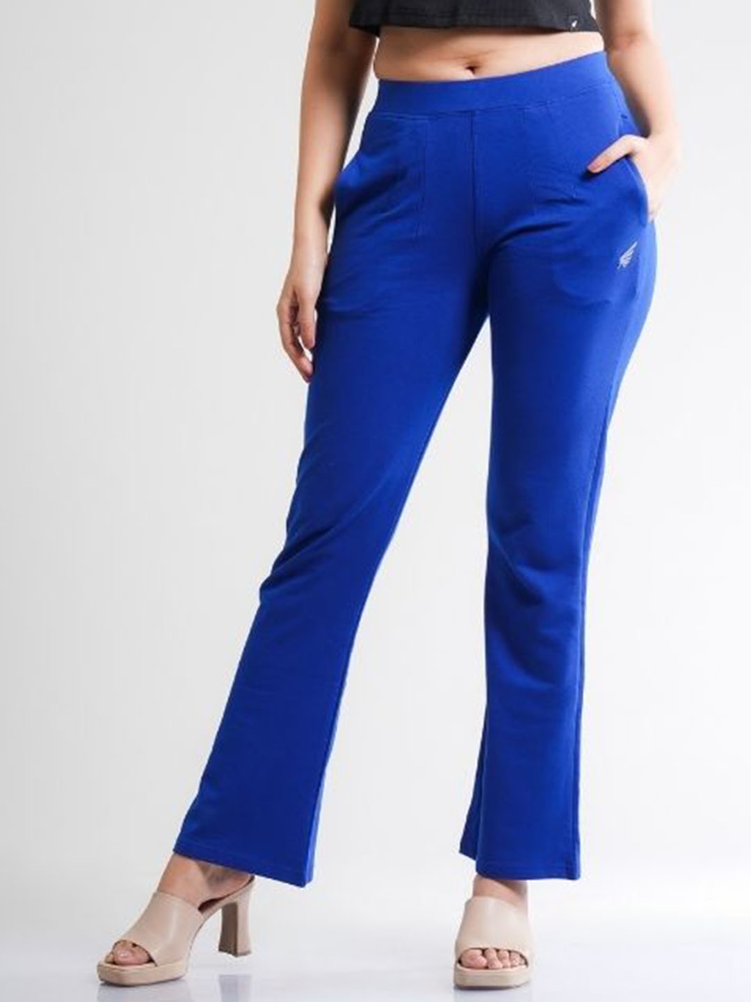 

FLURR Women Relaxed Easy Wash Trousers, Blue