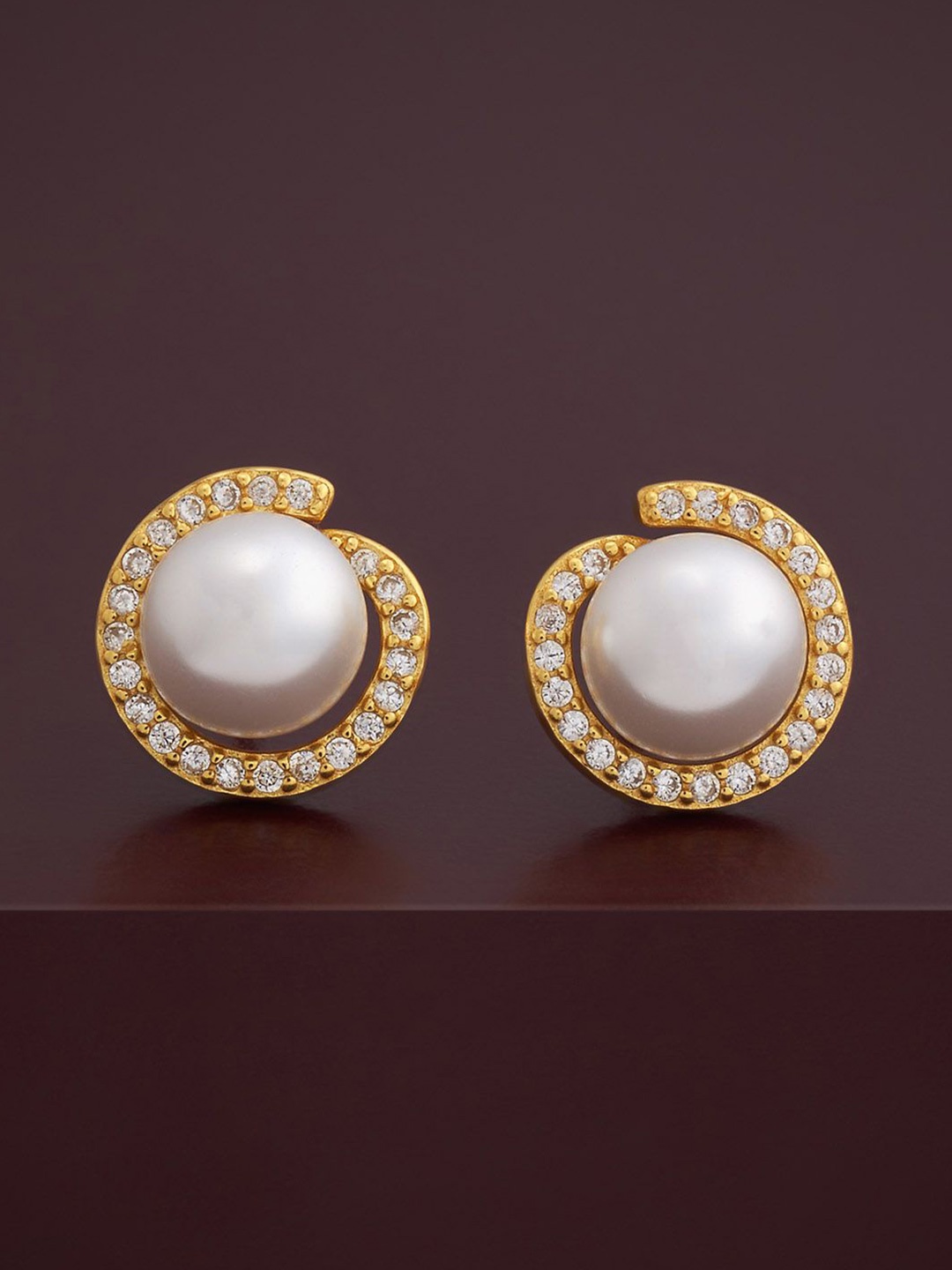 

Kushal's Fashion Jewellery 92.5 Silver Gold-Plated CZ Studded Studs Earrings