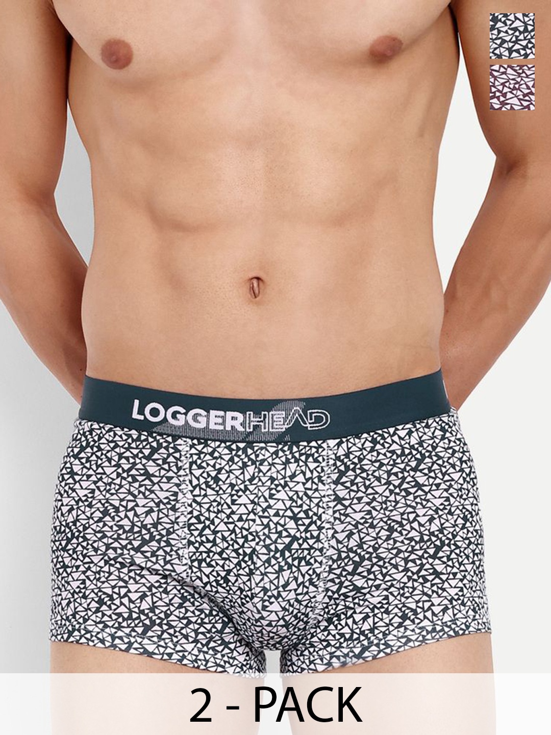 

LOGGERHEAD Pack Of 2 Printed Cotton Short Trunks LHPT006-WINE-NAVY, Maroon