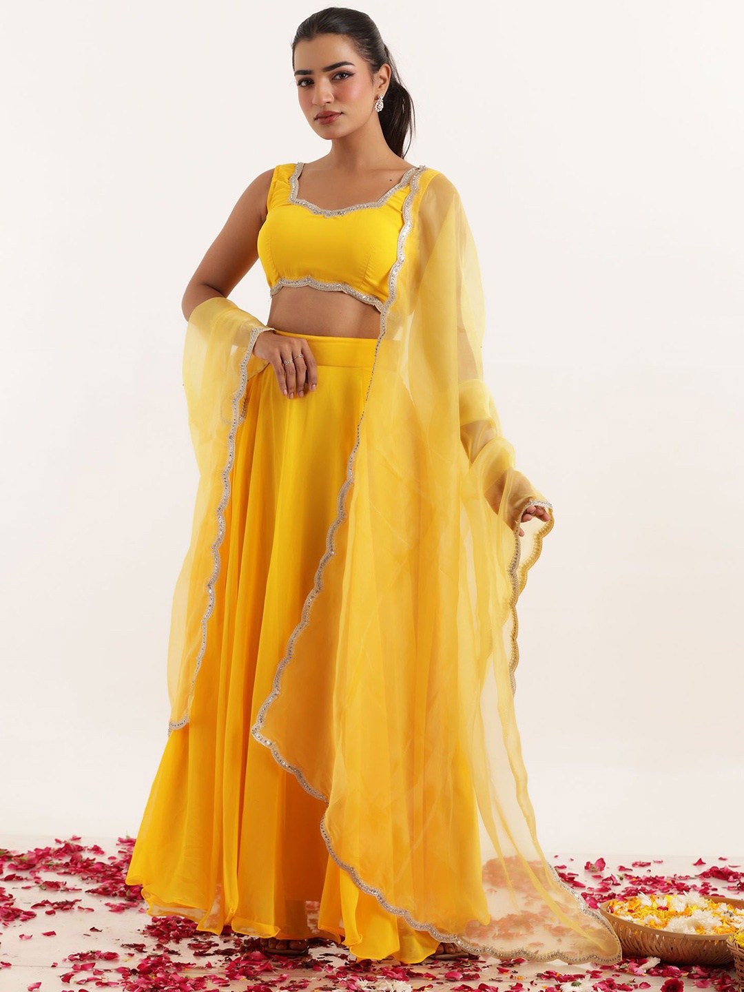 

DEASHA INDIA Kavya Gotta Patti Ready to Wear Lehenga & Blouse With Dupatta, Yellow