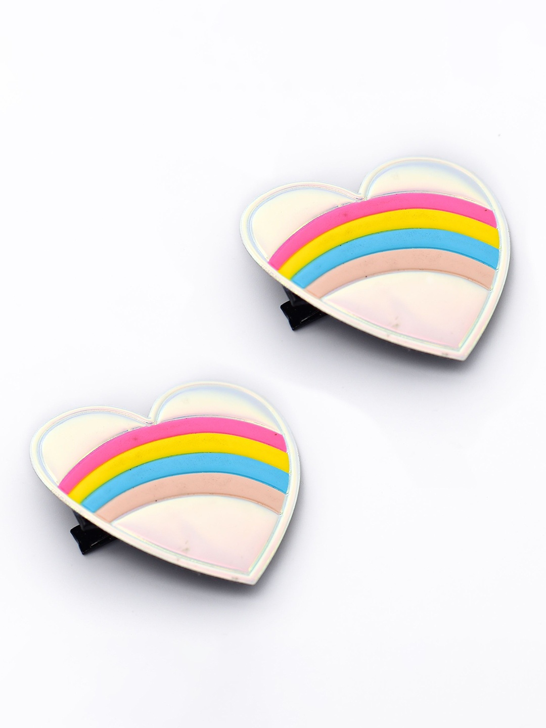 

Daizy Girls Set Of 2 Heart Hairclip, Silver