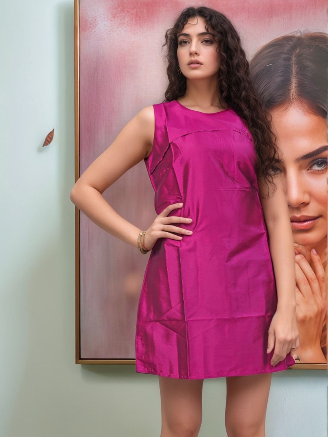 

Bucciato Private Limited Women Satin Shift Dress, Pink