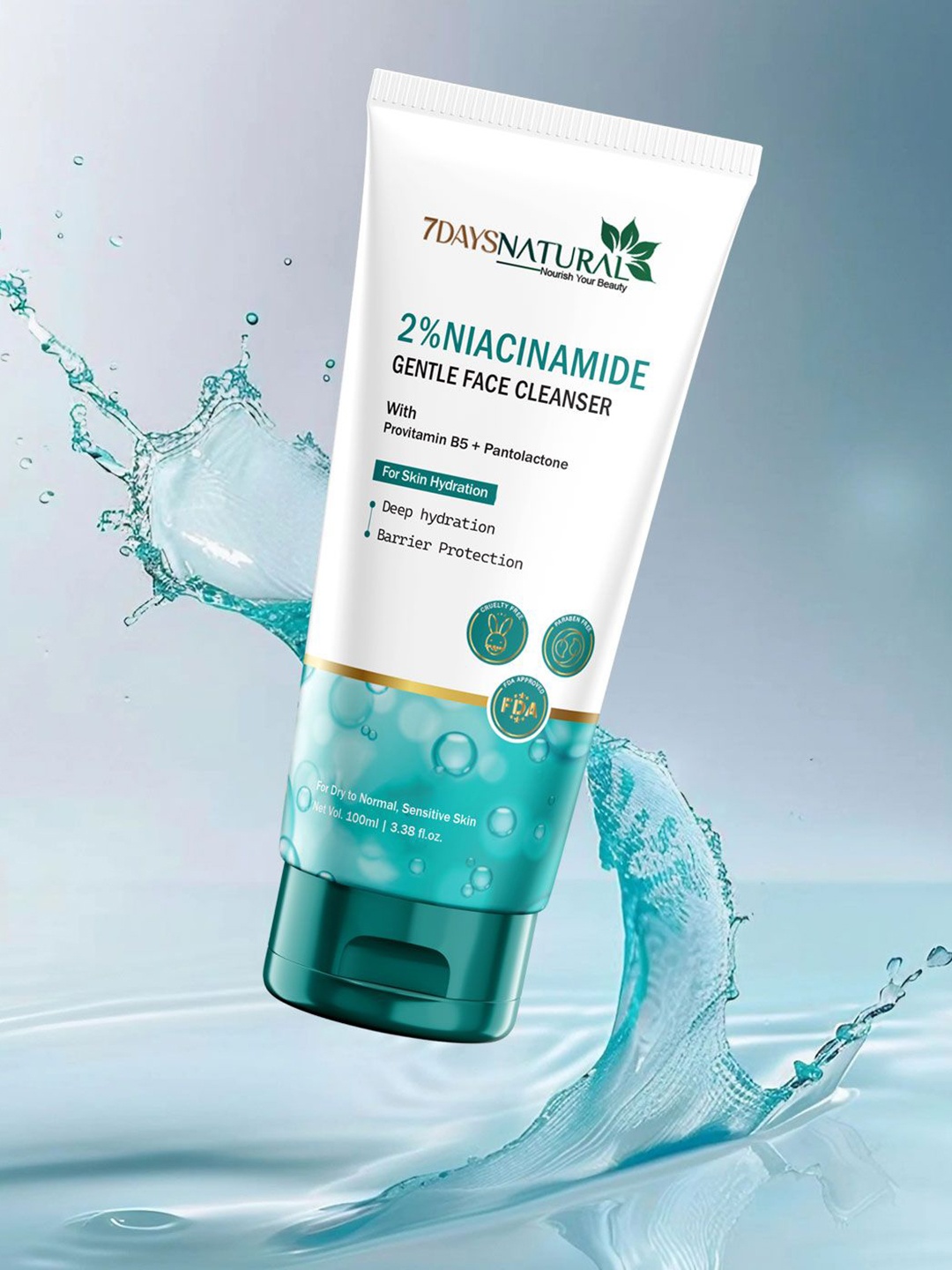 

7DAYS Natural 2% Niacinamide Gentle Face Cleanser For Deep Hydration - 100 ml, White