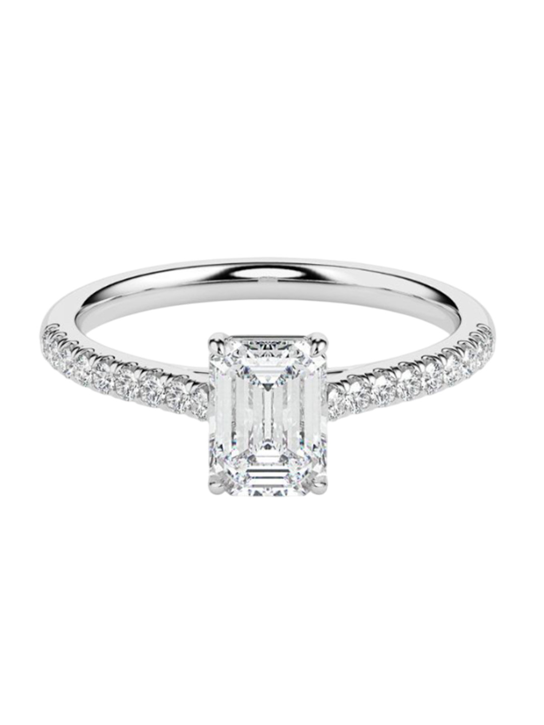 

Emori Women Emerald Cut Solitaire Ring - 18 Kt, White