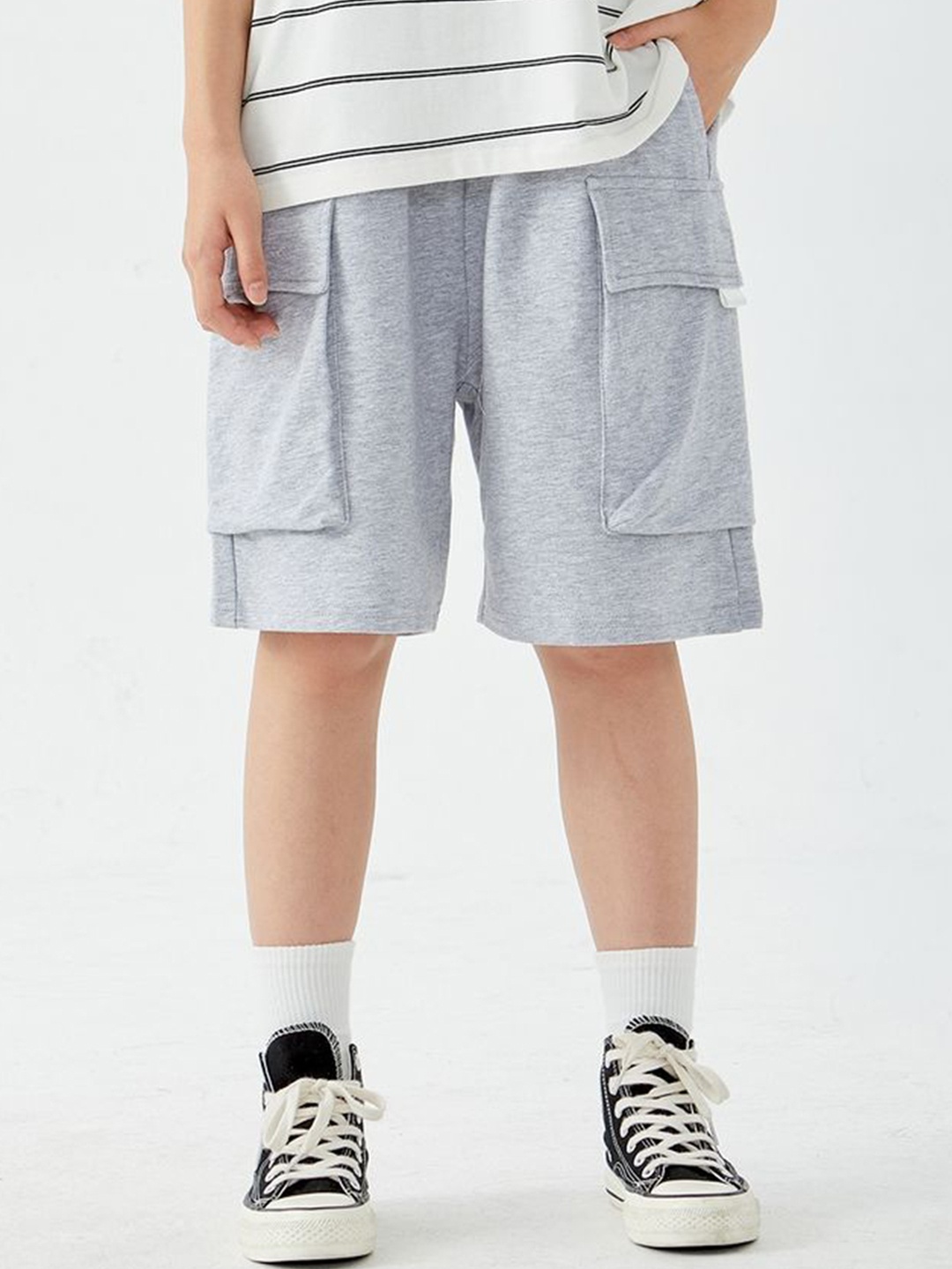 

LULU & SKY Unisex Kids High-Rise Cotton Shorts, Grey