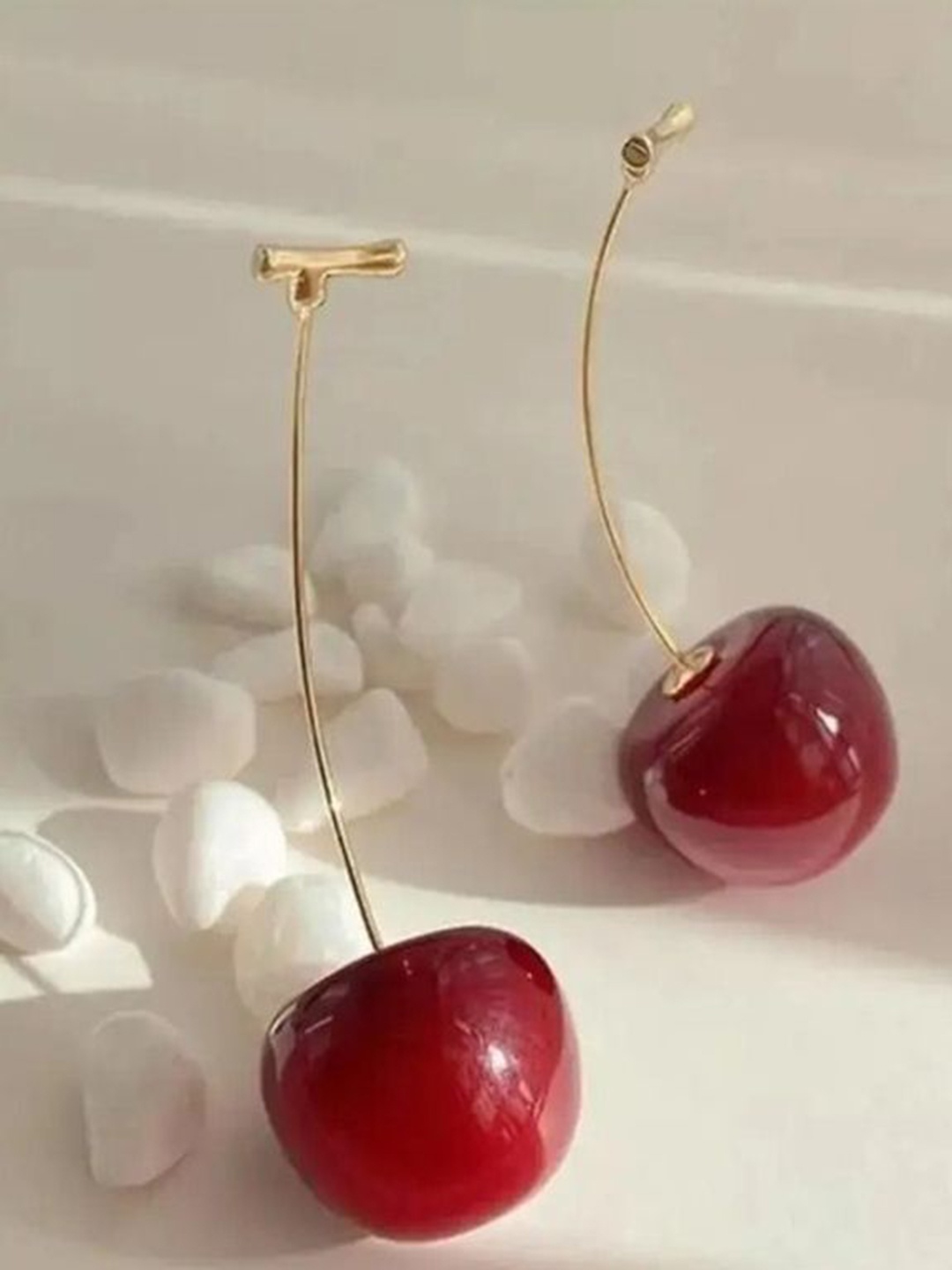 

Celestique Contemporary Drop Earrings, Red