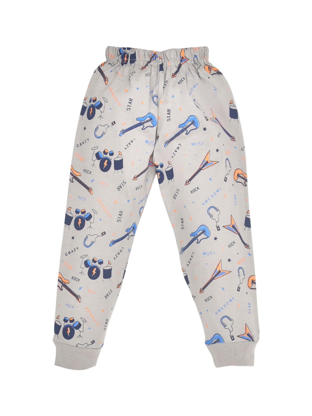 

BAESD Kids Guitar Printed Cotton Mid-Rise Joggers, Grey