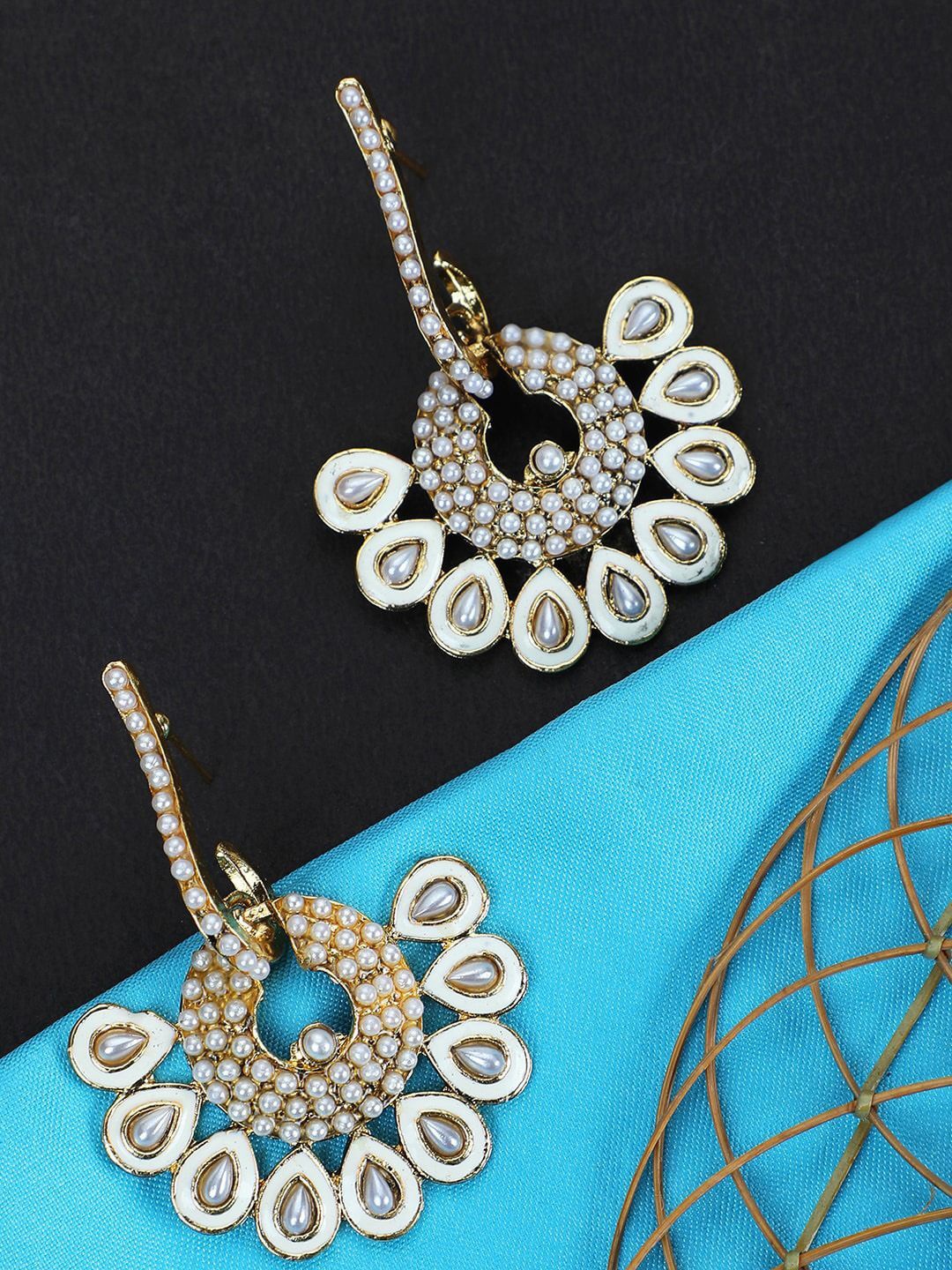 

Anouk Gold Plated Contemporary Shaped Drop Earrings, White